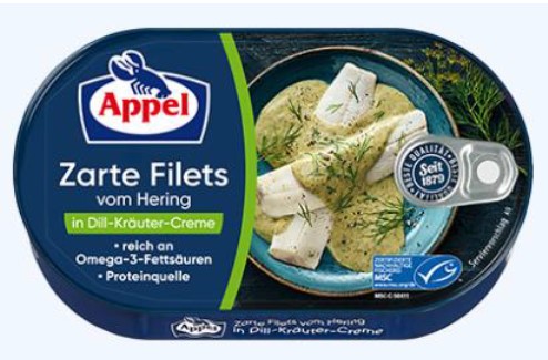 Appel Zarte Filets vom Hering in Dill-Kräuter-Creme, 200 Gramm: Foto zur Rückruf vom 10.08.2023