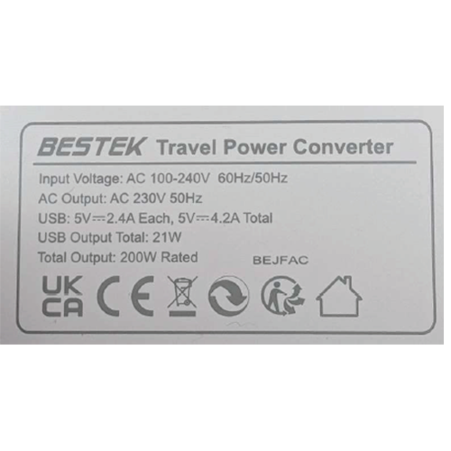 BESTEK Travel Power Converter: Foto 2 von 4 zur Rückruf vom 05.06.2026