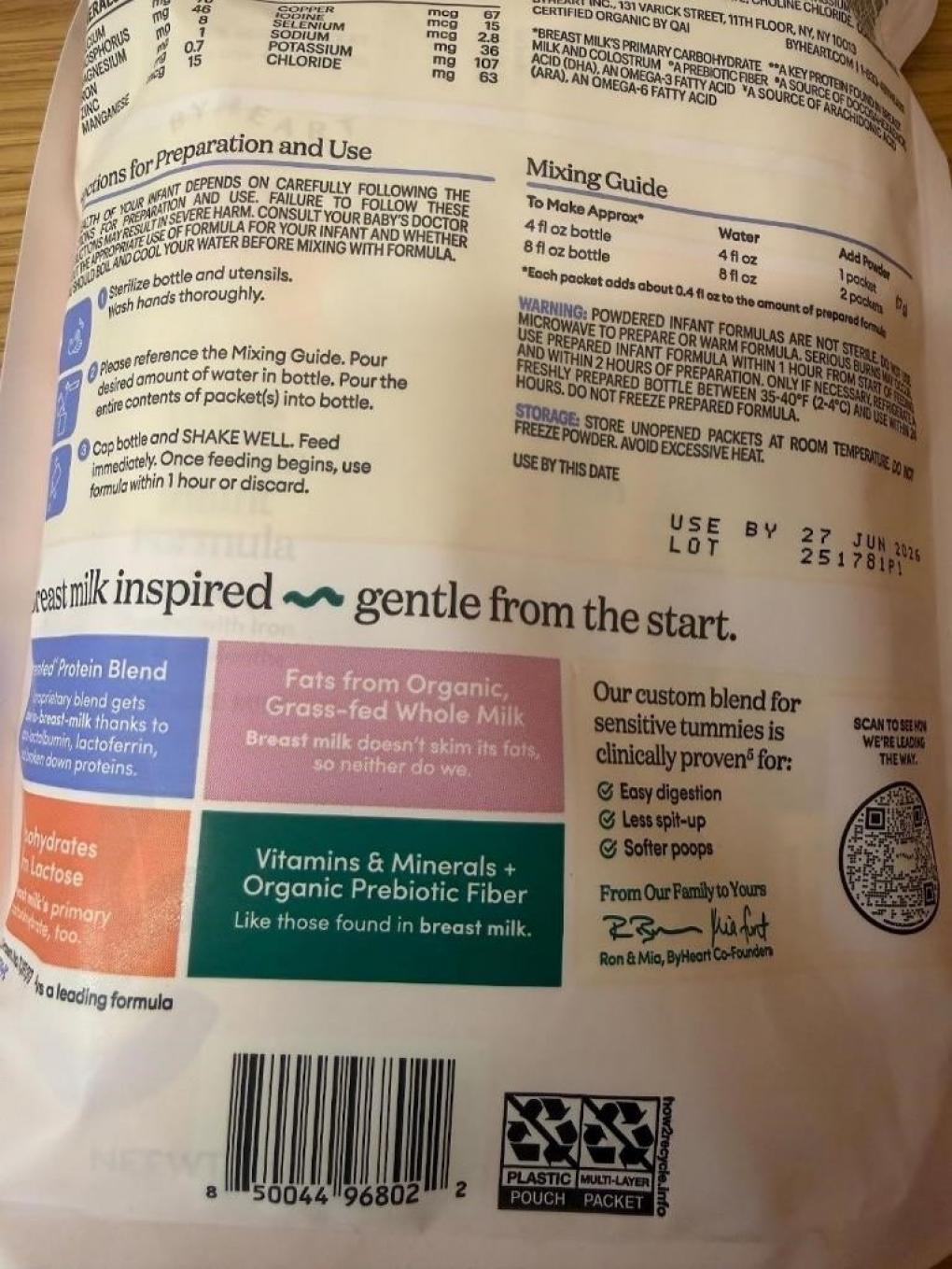 ByHeart Whole Nutrition Infant formula, 680 Gramm Dosen, 17 Gramm: Foto 3 von 4 zur Rückruf vom 21.11.2025