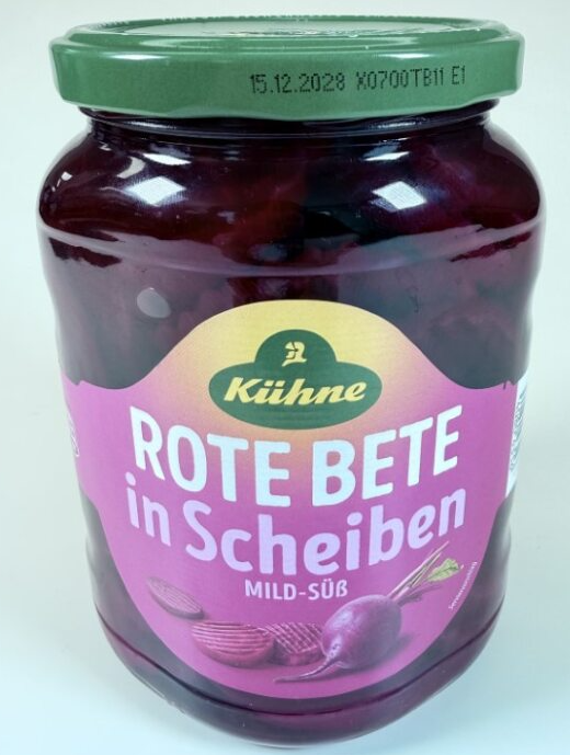 Kühne Rote Bete Scheiben, 720 Milliliter im Glas: Foto zur Produktwarnung vom 21.03.2026