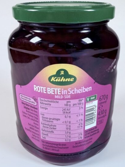Kühne Rote Bete Scheiben, 720 Milliliter im Glas: Foto 2 von 2 zur Produktwarnung vom 21.03.2026