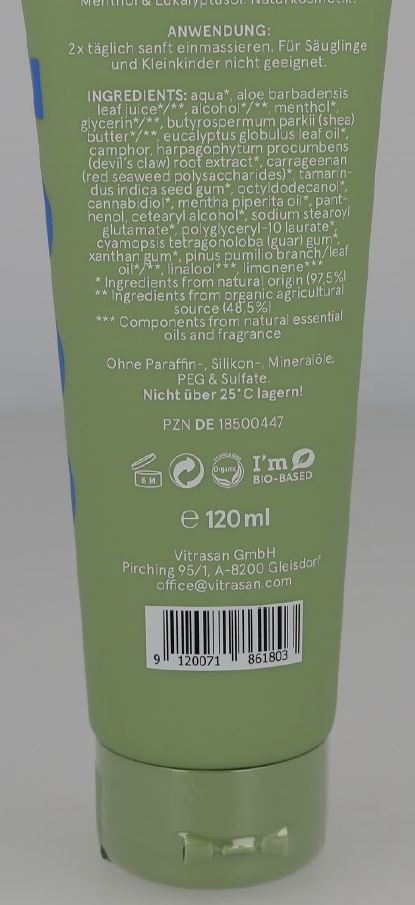 CBD Vital Kühlende CBD Creme, Cool: Foto 4 von 4 zur Produktwarnung vom 17.07.2026