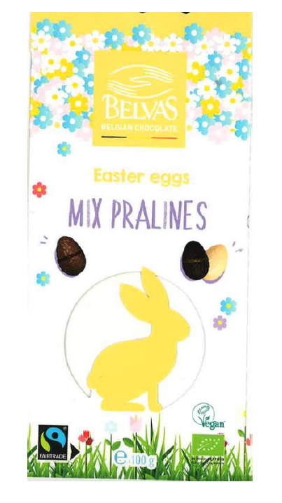 Belvas Easter Eggs Mix Pralines, 100 Gramm: Foto zur Produktwarnung vom 17.02.2026