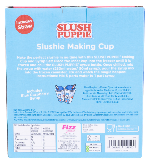 Fizz Creations SLUSH PUPPiE Making Cup & Straw - Blue Raspberry flavour syrup with: Foto 2 von 4 zur Rückruf vom 24.10.2025