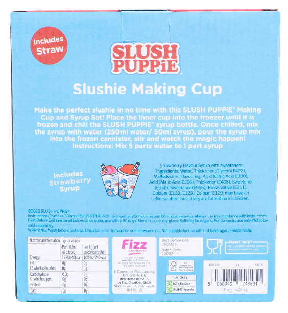 Fizz Creations SLUSH PUPPiE Making Cup & Straw - Blue Raspberry flavour syrup with: Foto 4 von 4 zur Rückruf vom 24.10.2025