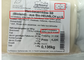 Dorfkäserei Geifertshofen Weinbauernkäse (Bioland): Foto 2 von 3 zur Rückruf vom 04.09.2026