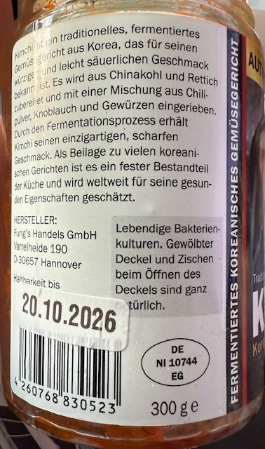 Fung’s Handels KIMCHI 300 Gramm: Foto 2 von 2 zur Produktwarnung vom 25.09.2026