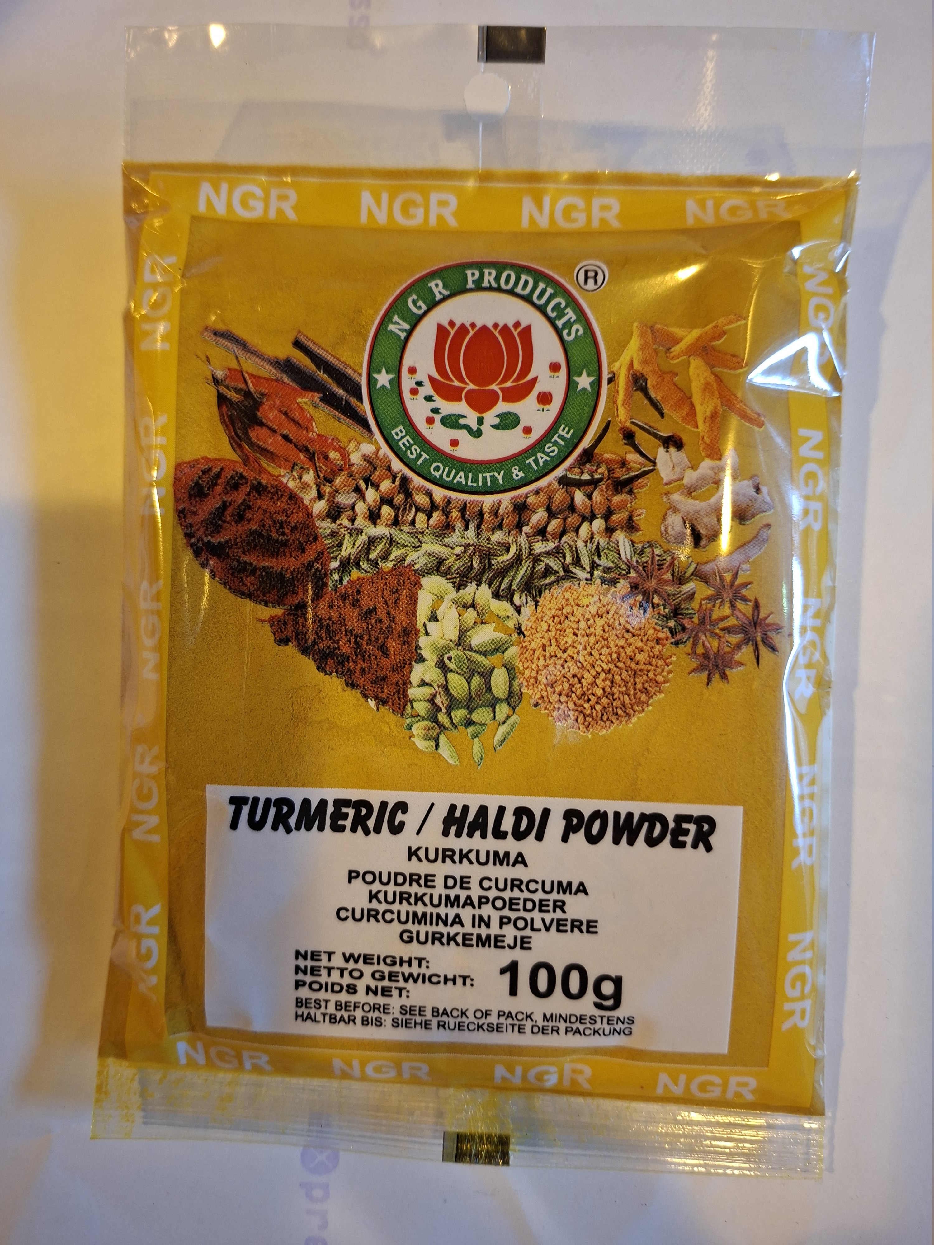 Gunarajan Handelsagentur NGR Turmeric, Haldi Powder, Kurkuma 100 Gramm: Foto zur Produktwarnung vom 25.06.2026