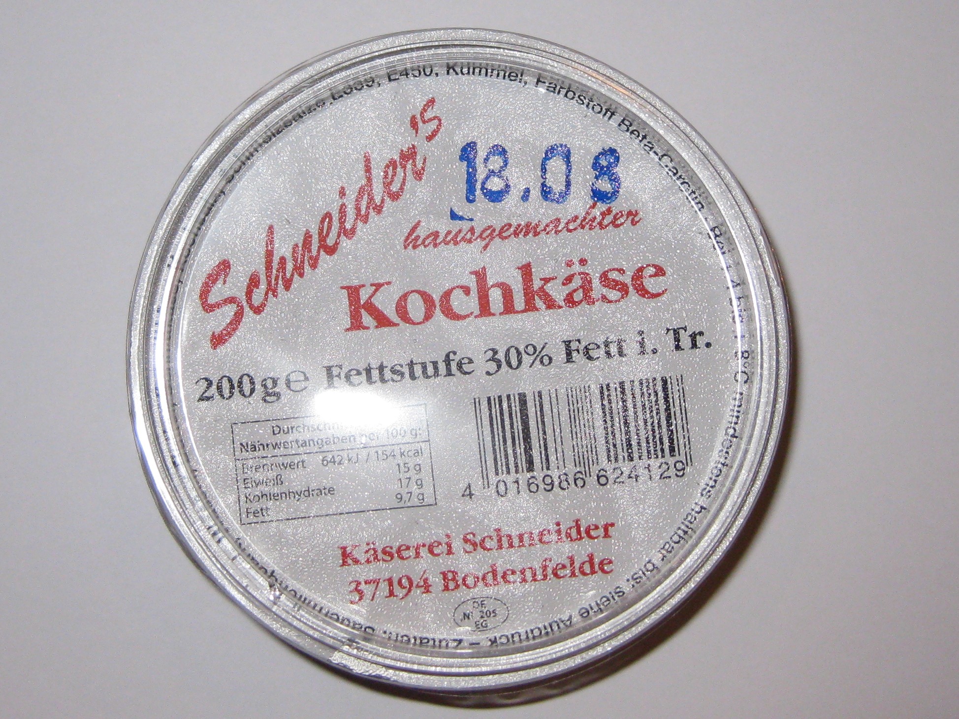 Käserei Schneider Ralph-Stefan Schneider hausgemachter Kochkäse mit Kümmel: Foto zur Rückruf vom 07.10.2026