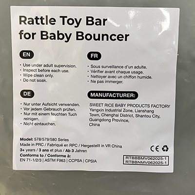 Kidzly Rattle Toy Bar for Baby Bouncer: Foto zur Produktwarnung vom 13.02.2026