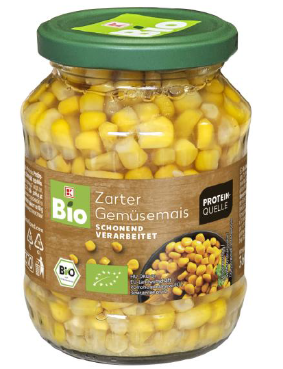 I.Schroeder K-Bio Zarter Gemüsemais 360 Gramm: Foto zur Rückruf vom 07.02.2025