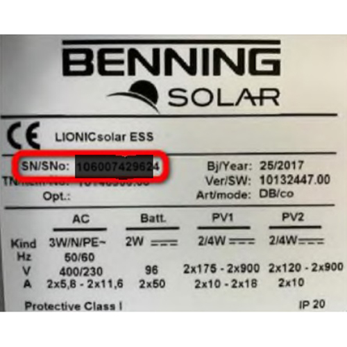Lionic solar BENNING SOLAR: Foto zur Rückruf vom 12.09.2025