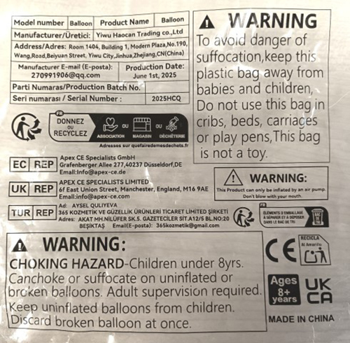 Luftballons: Foto 3 von 4 zur Produktwarnung vom 24.07.2026