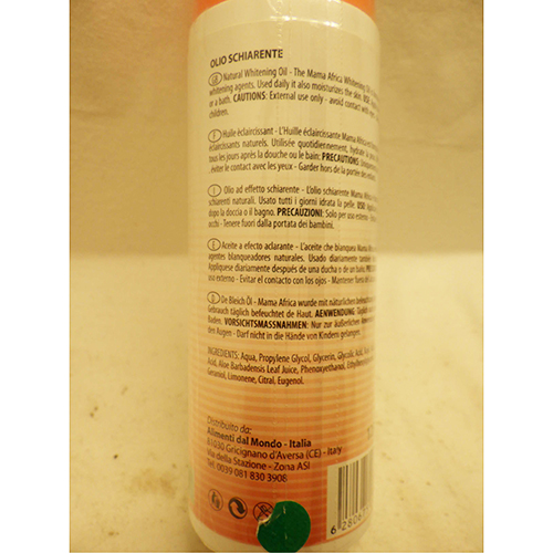 Mama Africa Cosmetics Caro Light natural Whitening Oil with Aloe Vera: Foto 2 von 4 zur Produktwarnung vom 12.06.2026