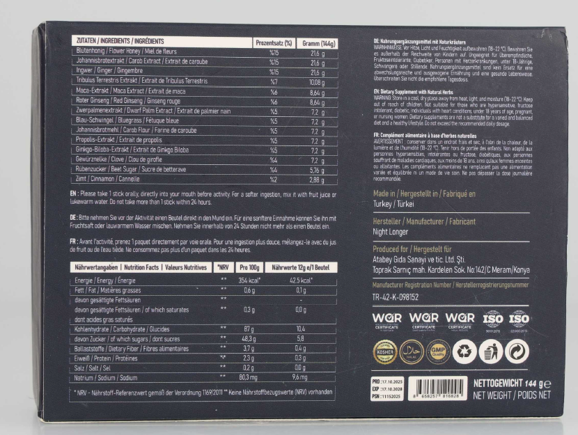 Night Longer Nahrungsergänzungsmittel: Foto 2 von 2 zur Produktwarnung vom 17.04.2026