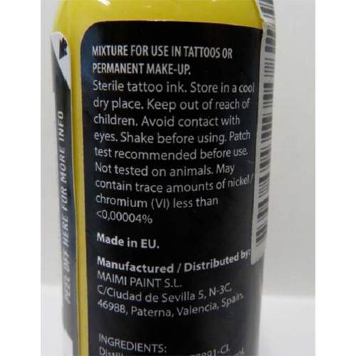 PLATINUM Dynamic Highlighter Yellow Premium Tattoo Ink: Foto 2 von 2 zur Rückruf vom 02.10.2026