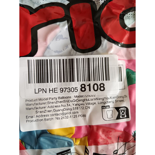 Pricl Party Balloons: Foto 2 von 4 zur Produktwarnung vom 14.11.2025