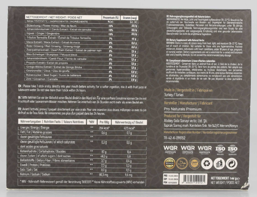 Pro Naturals Nahrungsergänzungsmittel: Foto 2 von 2 zur Produktwarnung vom 17.04.2026