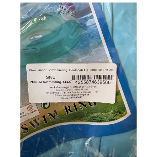Swim Ring; Pfau Kinder Schwimmring: Foto 2 von 4 zur Produktwarnung vom 30.10.2026