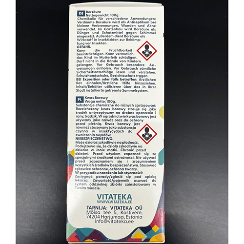 VITATEKA Нз ВОз Boric Acid: Foto 2 von 2 zur Produktwarnung vom 16.01.2026