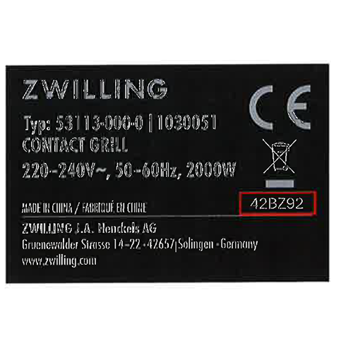 ZWILLING Kontaktgrill: Foto 2 von 2 zur Rückruf vom 03.07.2026